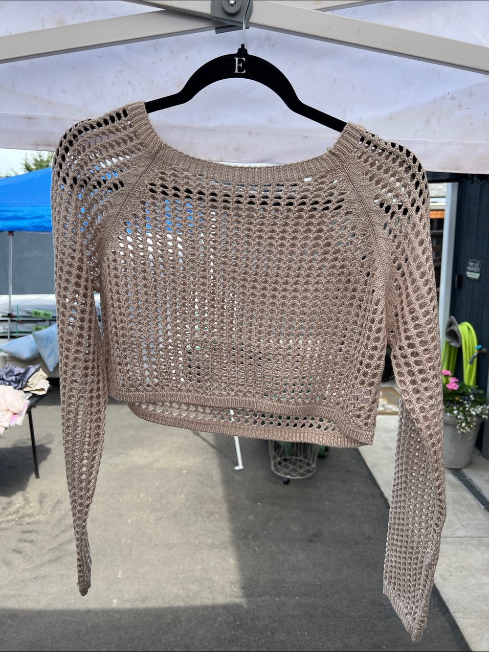 Zenana Outfitters Open-Knit Off-the-Shoulder Sweater - Taupe